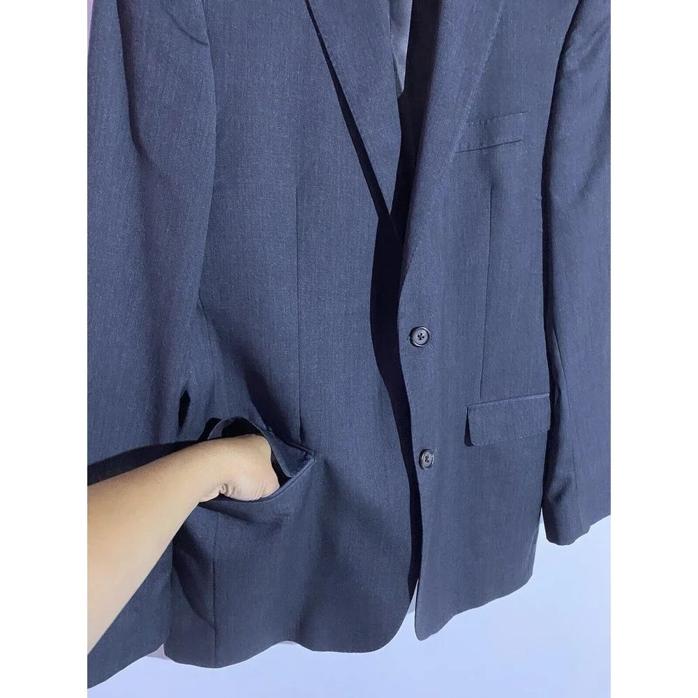Lauren Ralph Lauren Blazer Mens 40L Gray Slim Black Label Wool Sport Coat Jacket